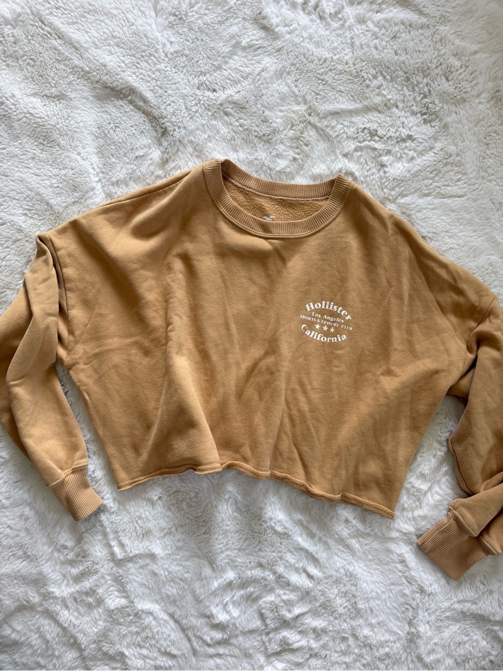 Hollister Tan Los Angeles Cropped Raw Hem Sweatshirt